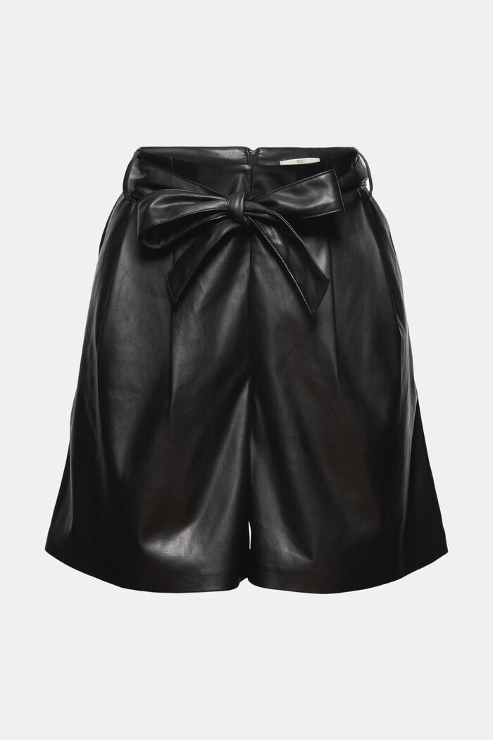 Shorts with a faux leather tie-around belt