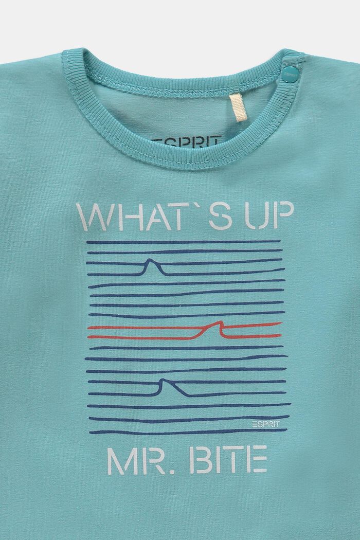 Printed long sleeve top, organic cotton, TEAL BLUE, detail image number 2