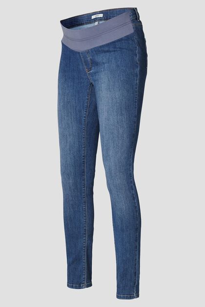 Stretch jeggings with an under-bump waistband, BLUE MEDIUM WASHED, overview
