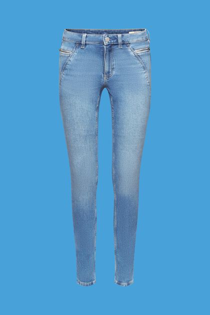 Mid-rise skinny fit jeans with zip pockets
