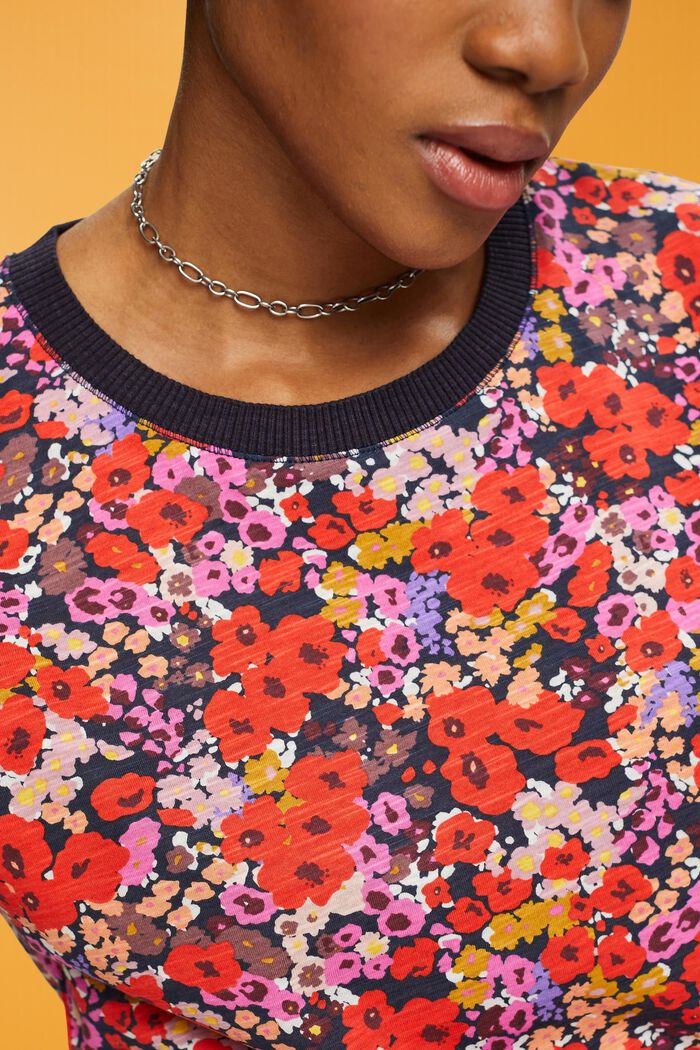 Sleeveless T-shirt with all-over floral pattern, NAVY COLORWAY, detail image number 2