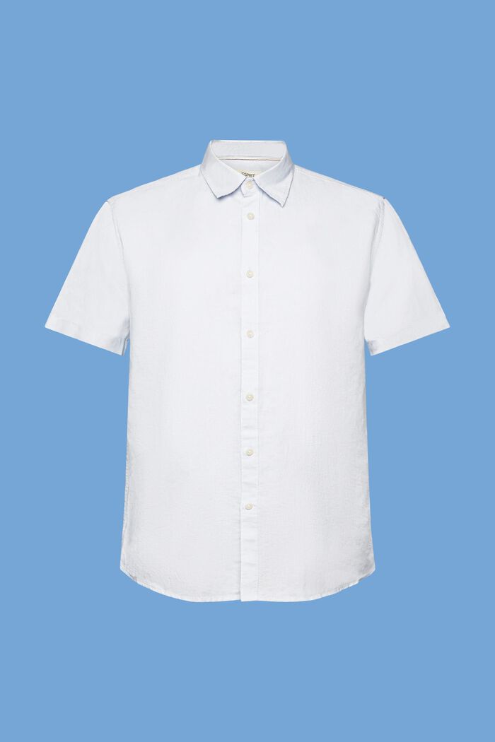 Linen and cotton blend short-sleeved shirt, LIGHT BLUE, detail image number 5