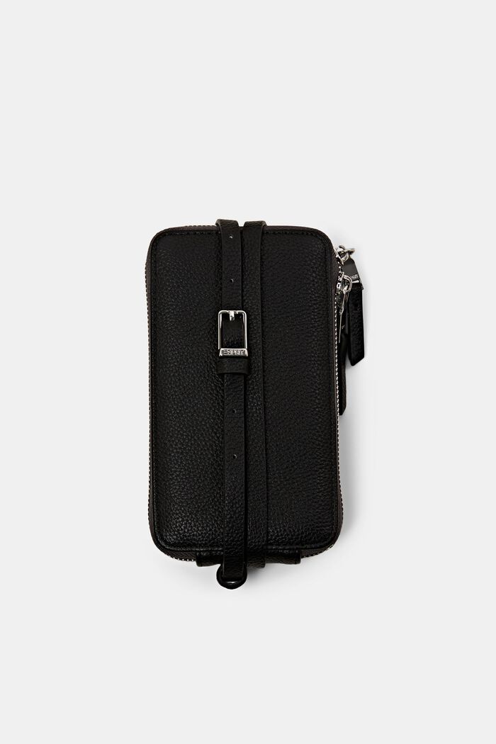 Faux leather phone bag, BLACK, detail image number 0