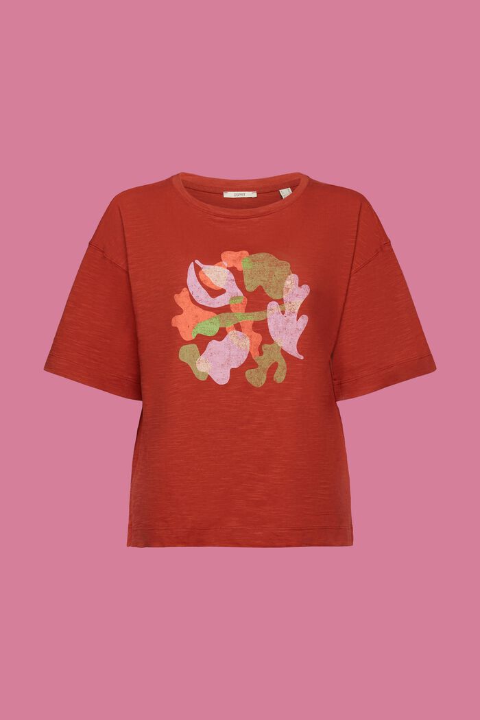 T-shirt with a front print, 100% cotton, TERRACOTTA, detail image number 6