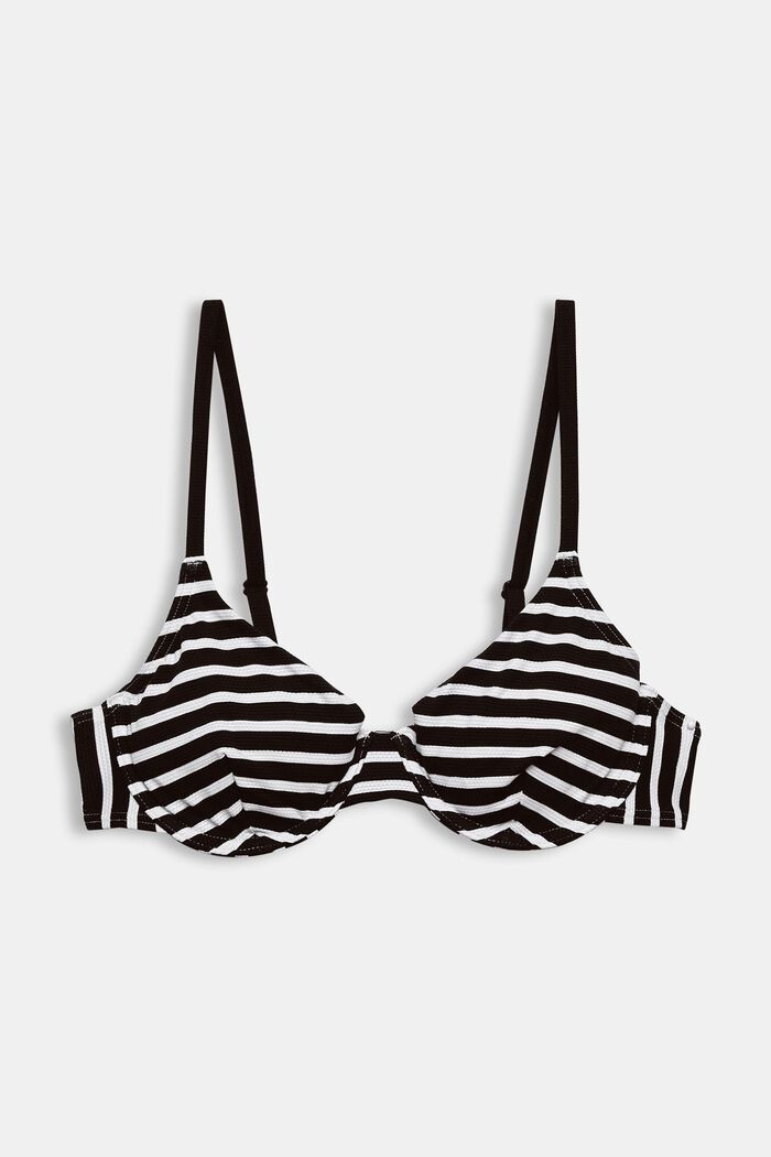Unpadded & underwired bikini top with stripes, BLACK, detail image number 4