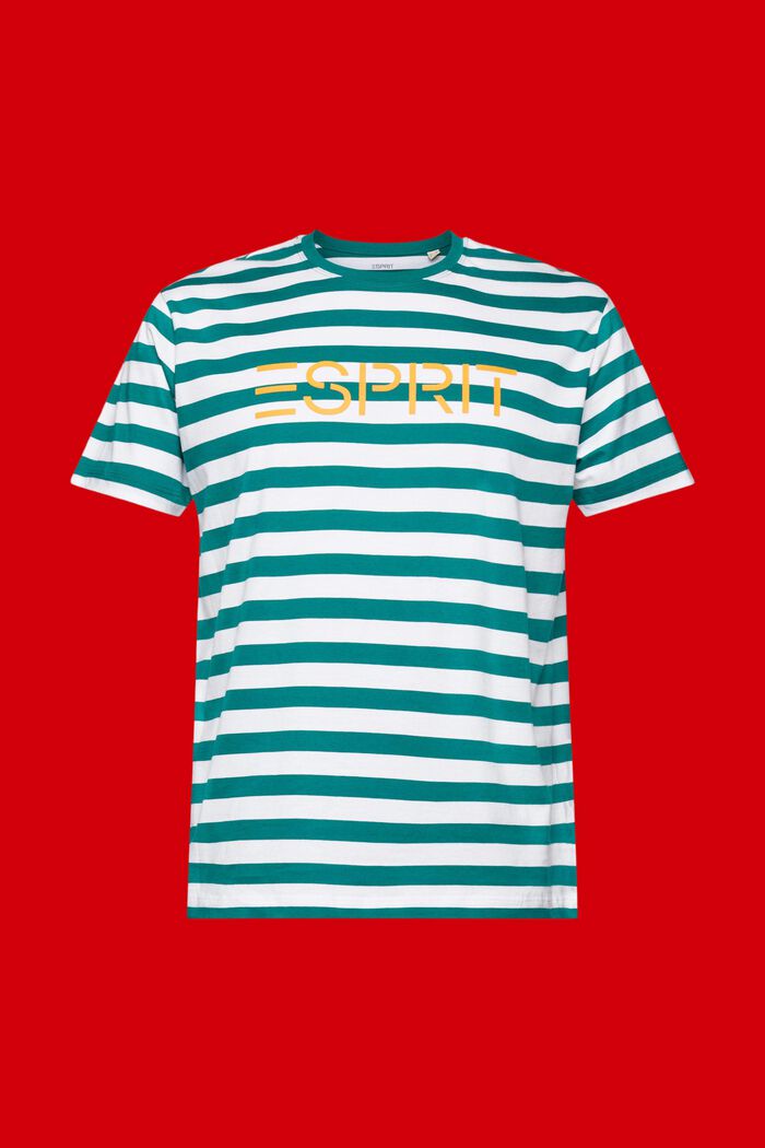 Striped Cotton T-Shirt, EMERALD GREEN, detail image number 5