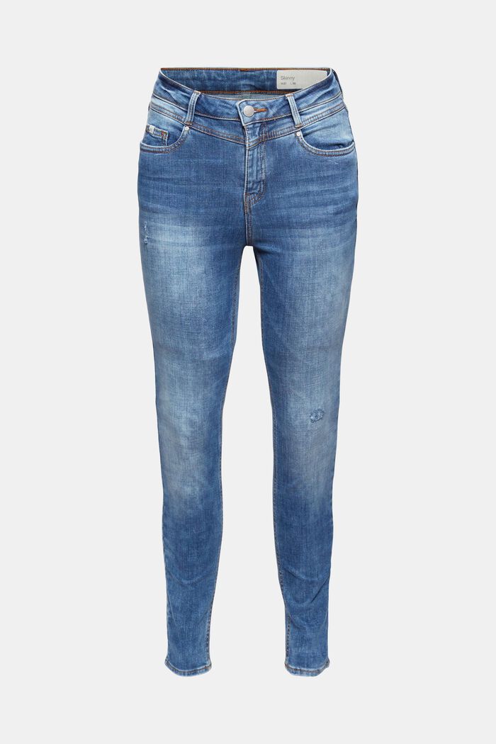 Ankle-length jeans in a vintage look, organic cotton, BLUE MEDIUM WASHED, overview