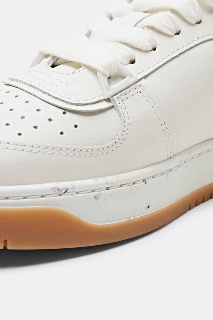 Leather Lace-Up Sneakers, WHITE, detail image number 6