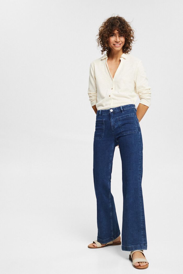 Flared trousers with patch pockets, organic cotton