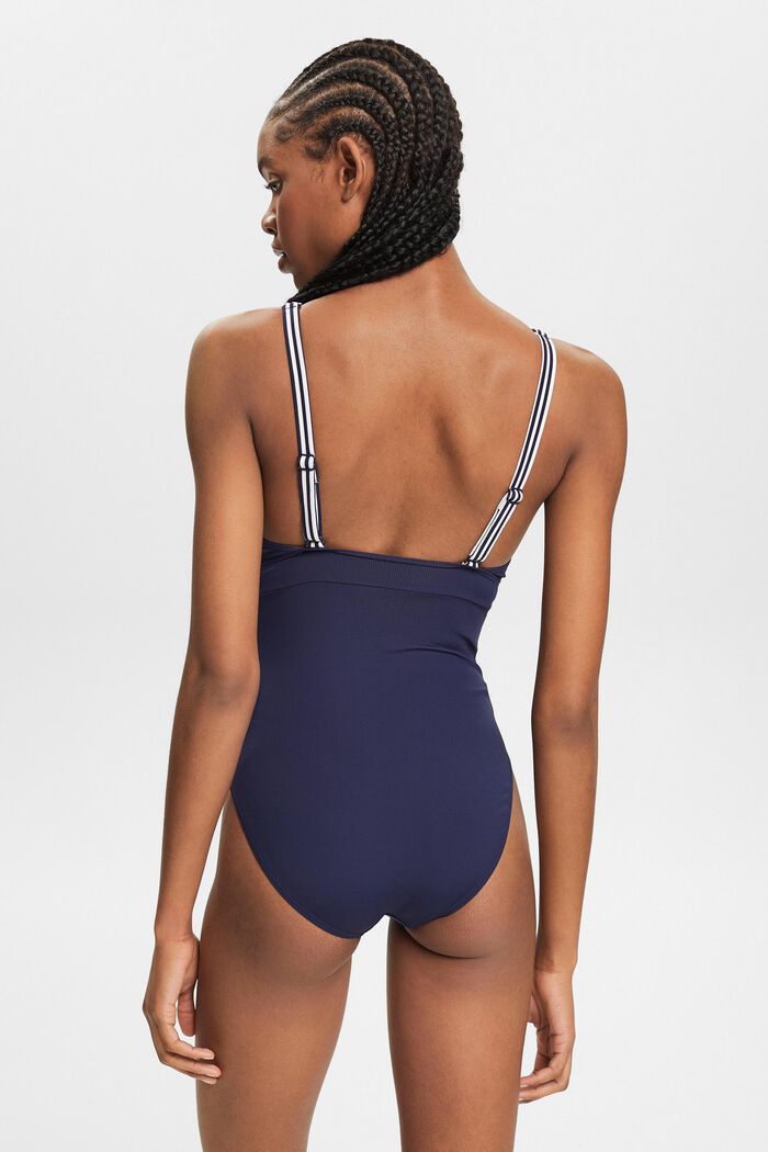 Striped One-Piece Swimsuit, NAVY, detail image number 3