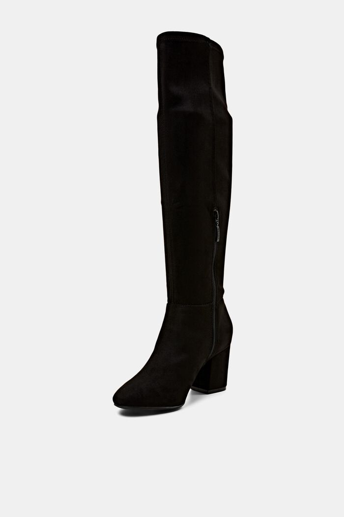 Knee-high faux suede boots, BLACK, detail image number 2