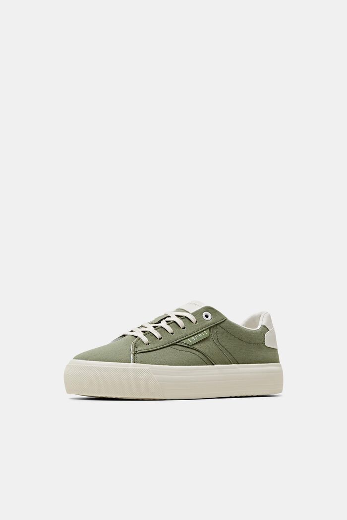 Canvas trainers with platform sole, KHAKI GREEN, detail image number 2