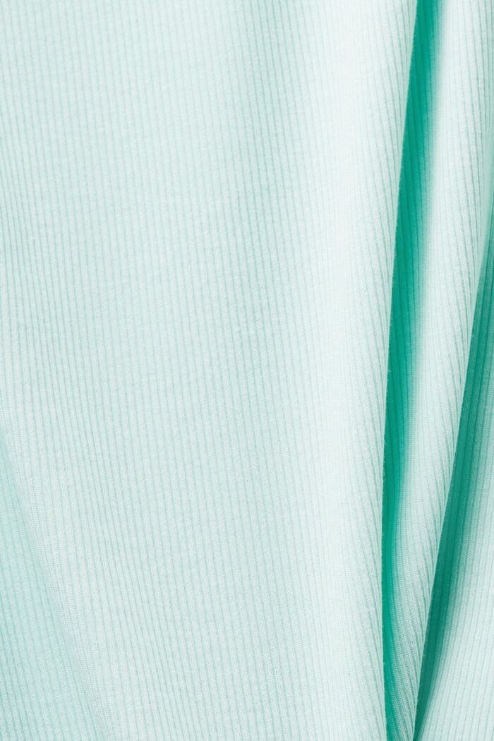 Lace Rib-Knit Jersey Top, LIGHT AQUA GREEN, detail image number 4