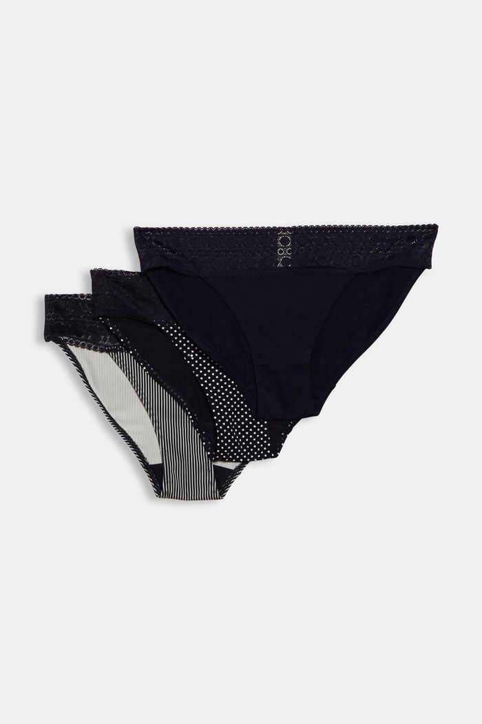 In a triple pack: lace-trimmed briefs, NAVY, overview