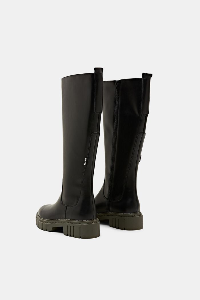 Vegan: faux leather platform boots, BLACK, detail image number 4