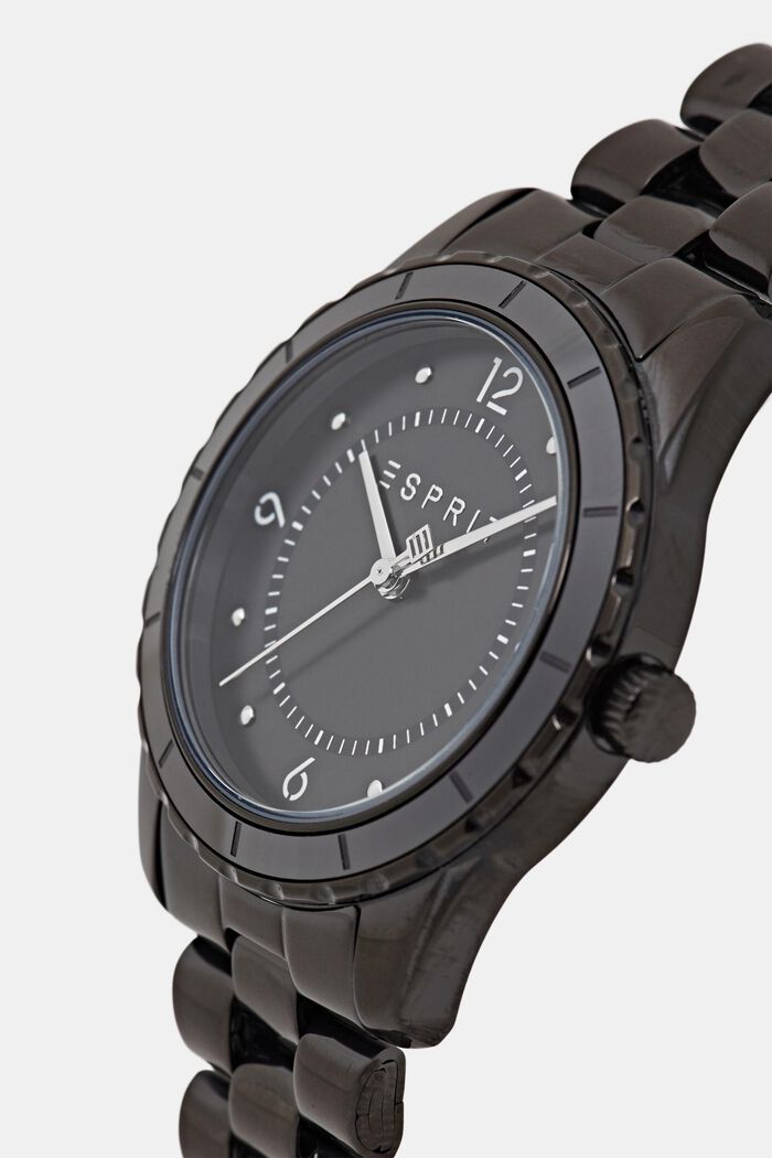 Stainless-steel watch with link bracelet, BLACK, detail image number 1