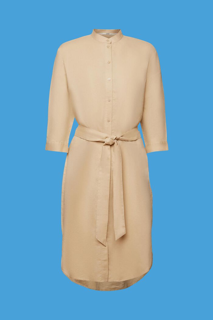 Belted shirt dress, linen-cotton blend, SAND, detail image number 7