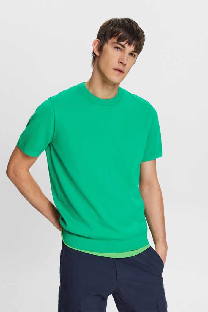 Short-Sleeve Sweater, GREEN, detail image number 0