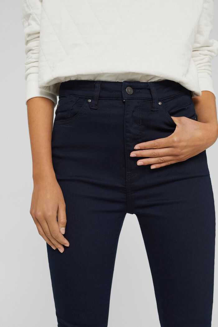 High-waisted jeans made of blended organic cotton, BLUE RINSE, detail image number 2