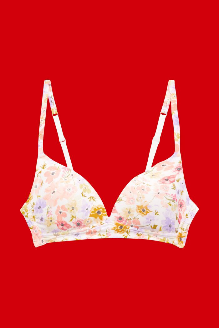 Padded, wireless bra with floral pattern, VIOLET, detail image number 4