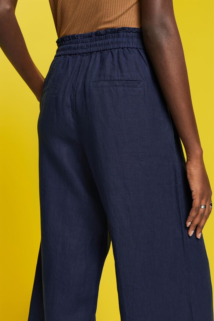 Wide fit linen trousers, NAVY, detail image number 4