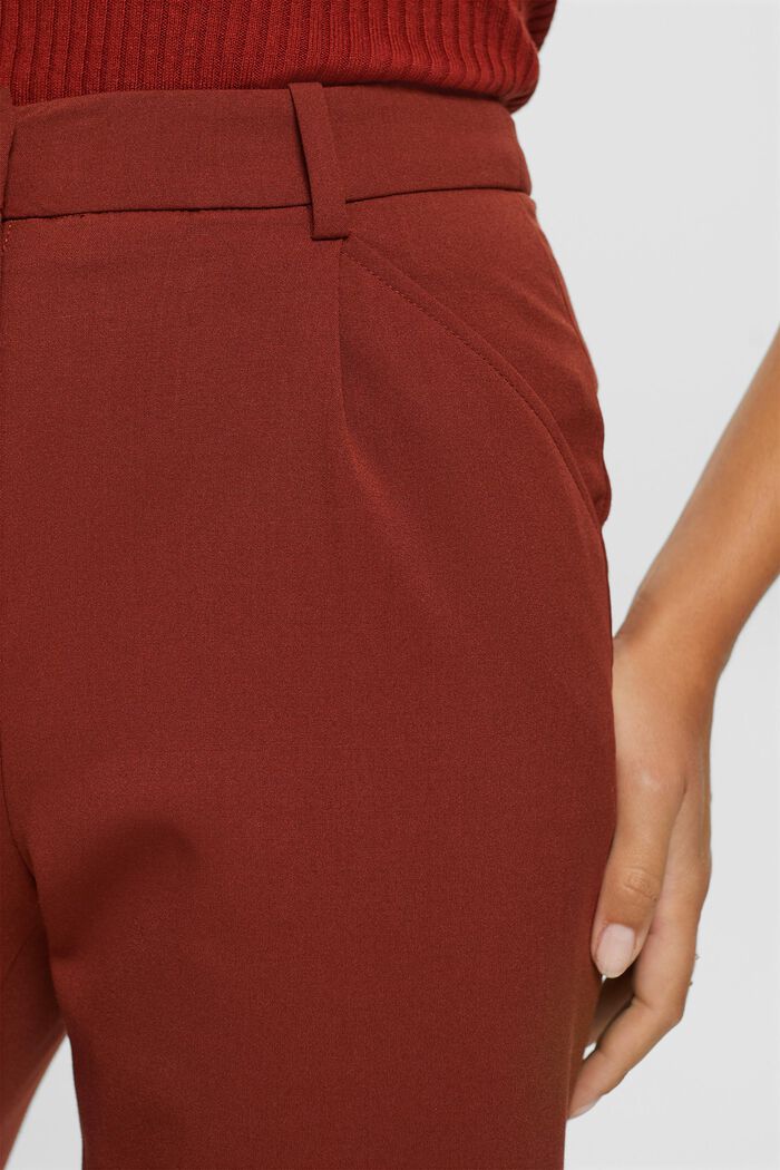 High-rise culottes with waist pleats, RUST BROWN, detail image number 2