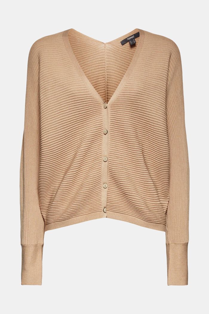 With lyocell TENCEL™: Ribbed cardigan, SAND, detail image number 2