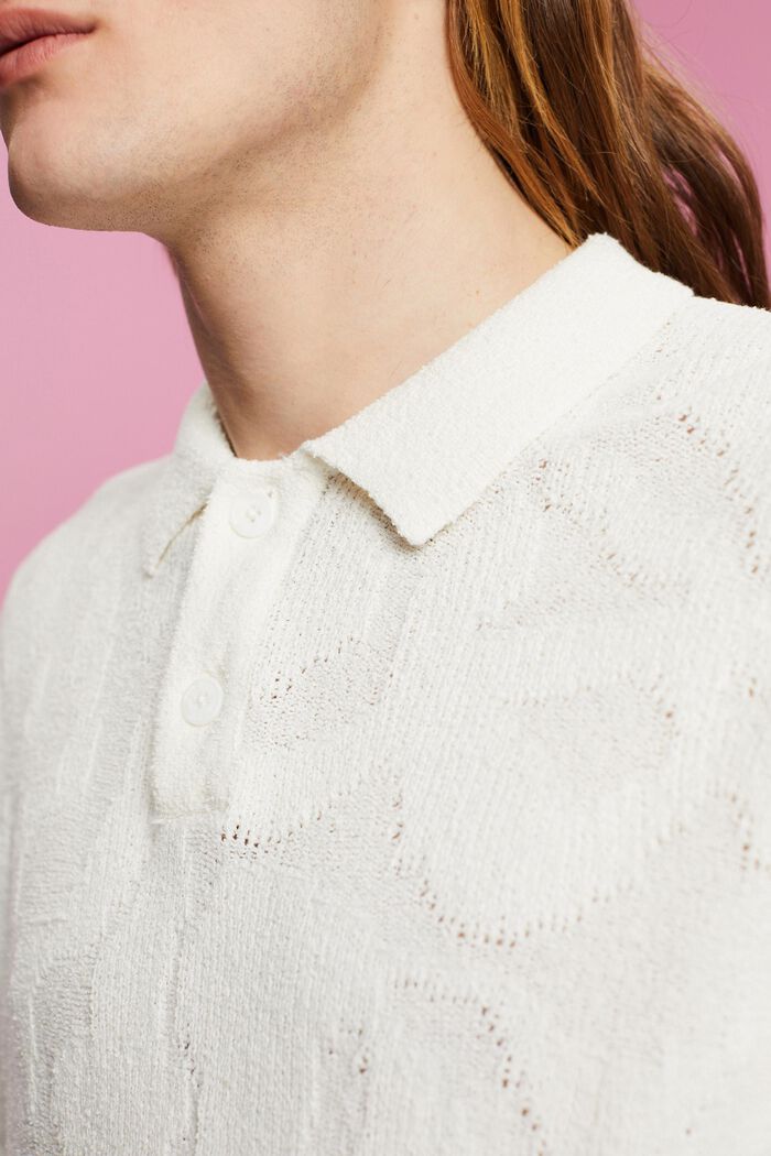 Bouclé polo shirt, OFF WHITE, detail image number 2