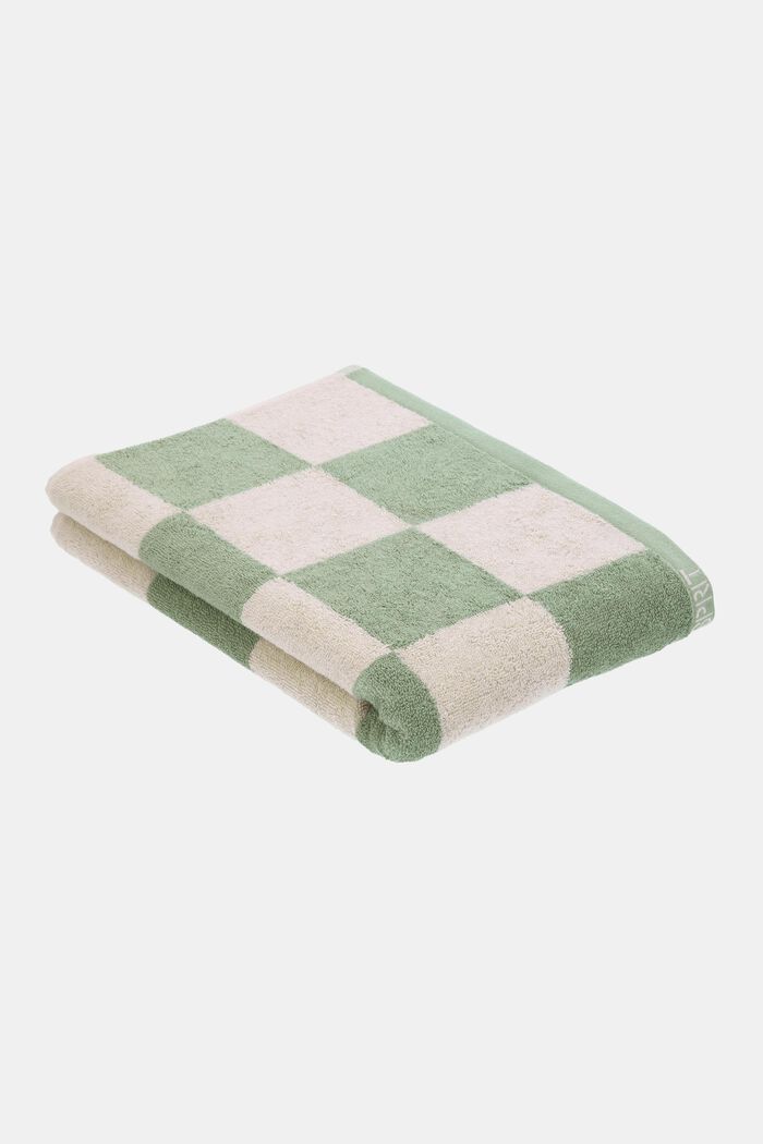 Chequered pattern towel, 100% cotton, SOFT GREEN, detail image number 1