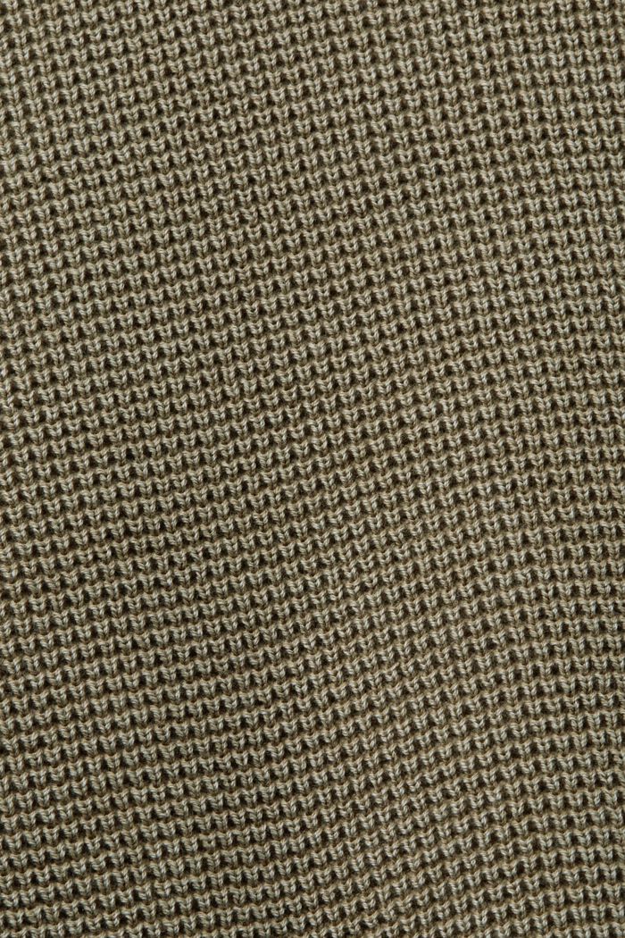 Basic crewneck jumper, 100% cotton, KHAKI GREEN, detail image number 4