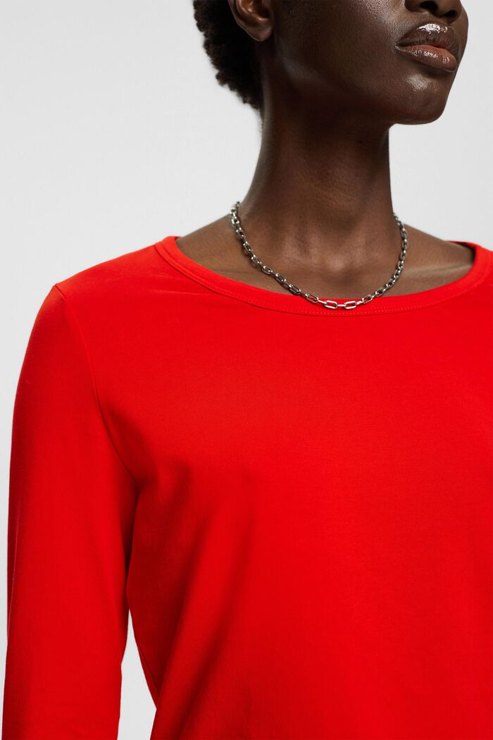 Long-sleeved top, RED, detail image number 2