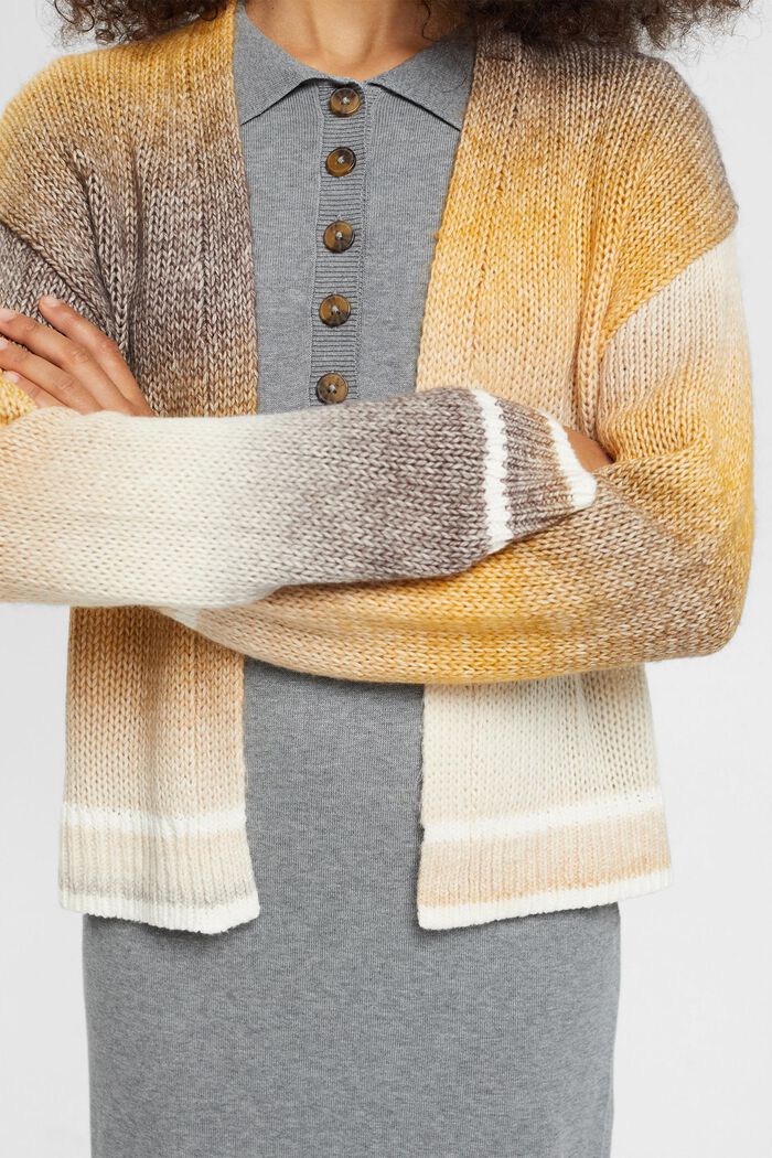 Gradient cardigan, cotton blend, DUSTY YELLOW, detail image number 0