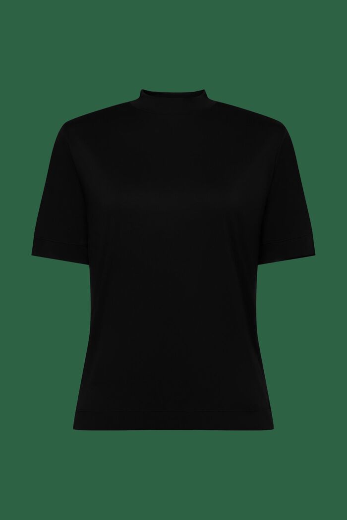 Jersey Mock-Neck T-Shirt, BLACK, detail image number 5