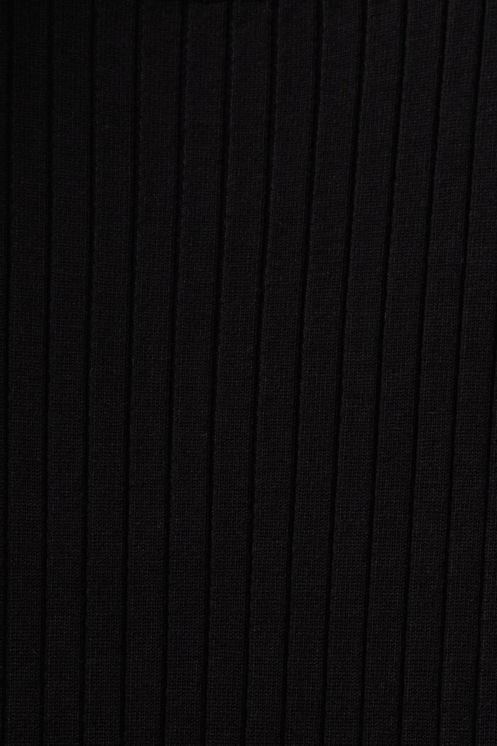 Pleated Rib-Knit Dress, BLACK, detail image number 5