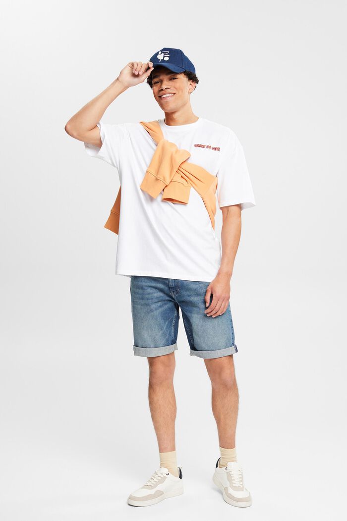 Oversized T-shirt with a logo print, WHITE, detail image number 1
