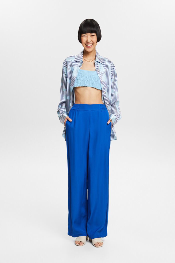 Twill Wide Pull-On Pants, BRIGHT BLUE, detail image number 1
