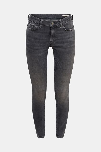Stretch jeans made of blended organic cotton, BLACK DARK WASHED, overview
