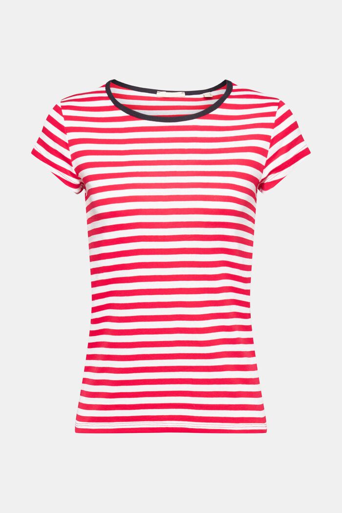 Striped t-shirt with capped sleeves, RED, detail image number 5