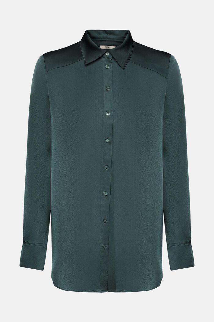 Satin blouse, DARK TEAL GREEN, detail image number 6