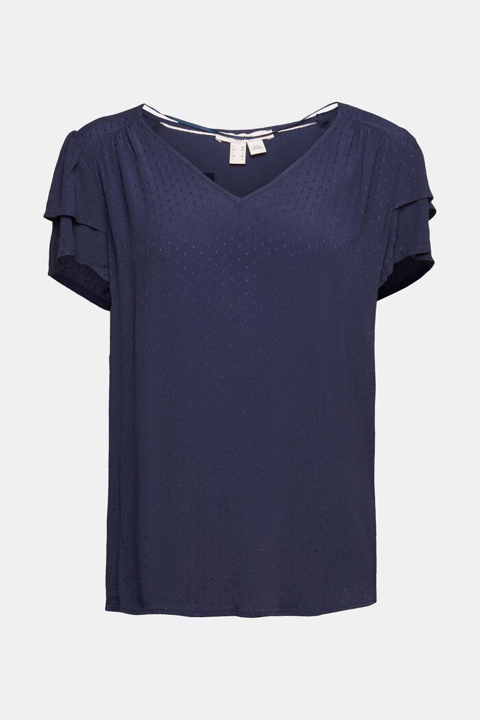 Blouse with flounced sleeves, LENZING™ ECOVERO™, NAVY, detail image number 6
