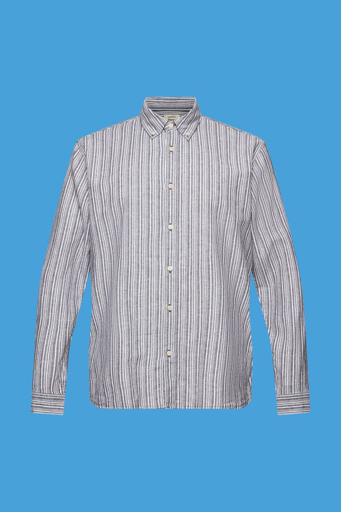 Striped shirt with linen, BLACK, detail image number 7
