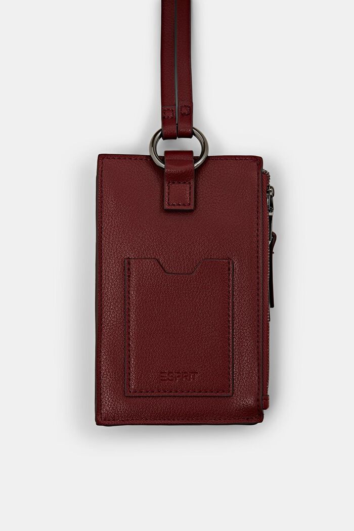 Smartphone bag in faux leather, GARNET RED, detail image number 2