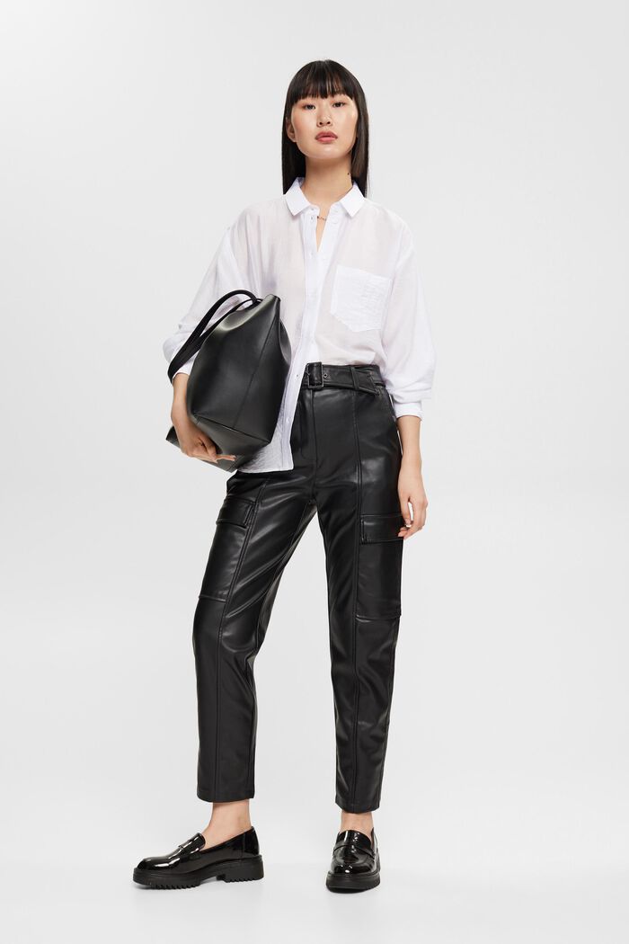 Faux leather pants with belt