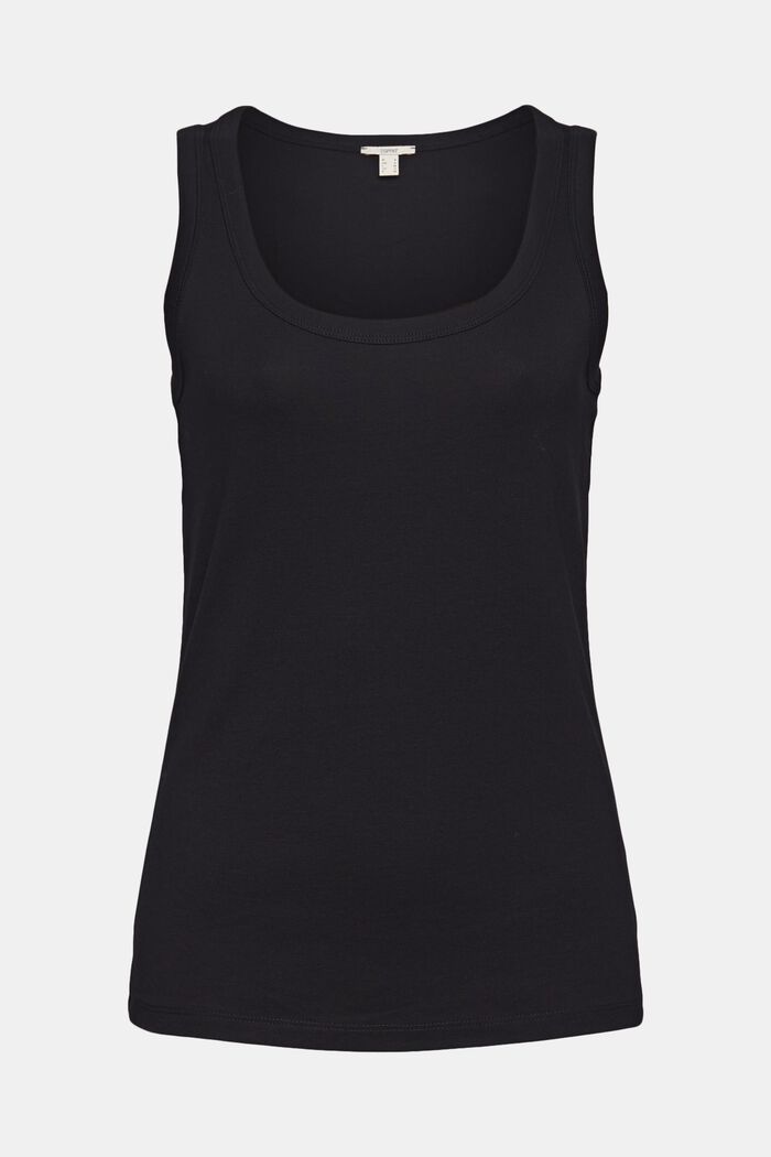 Basic sleeveless top made of 100% organic cotton, BLACK, overview