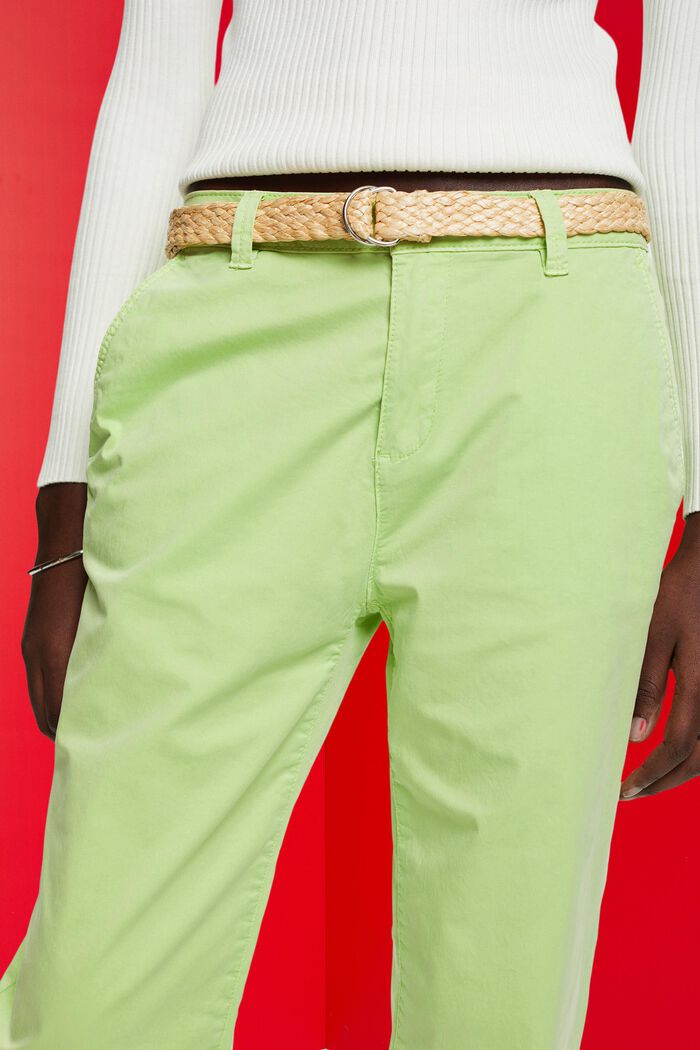 Lightweight stretch chinos with belt, CITRUS GREEN, detail image number 2