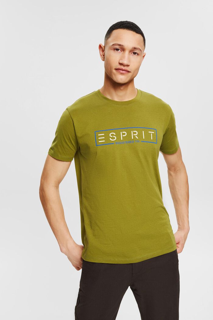 Jersey T-shirt with a logo print, LEAF GREEN, detail image number 0