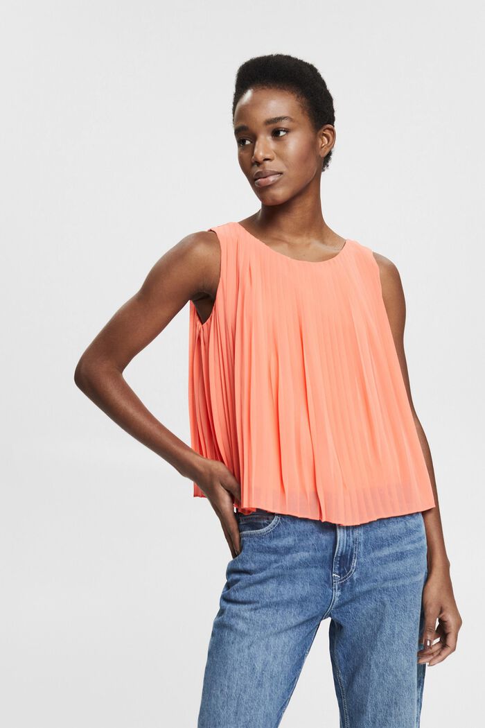 Pleated chiffon blouse made of recycled material