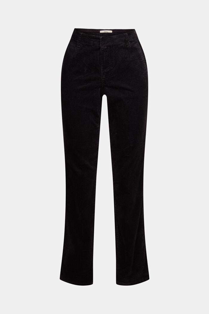 Mid-rise corduroy trousers, BLACK, detail image number 2