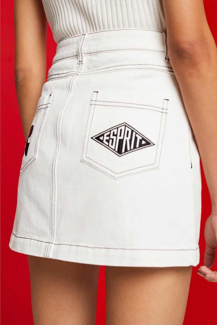 Denim Mini Skirt, WHITE, detail image number 4