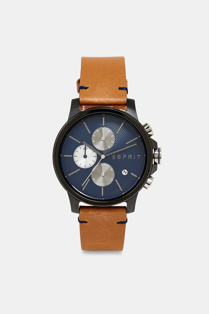 Chronograph watch with a leather strap